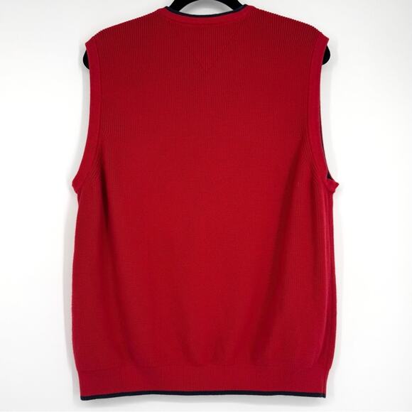 Vintage Tommy Hilfiger Men's Red Sweater Vest XL - Picture 5 of 7